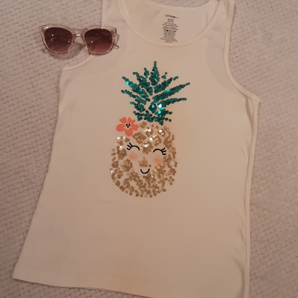 GIRLS: Sequin Pineapple Tank